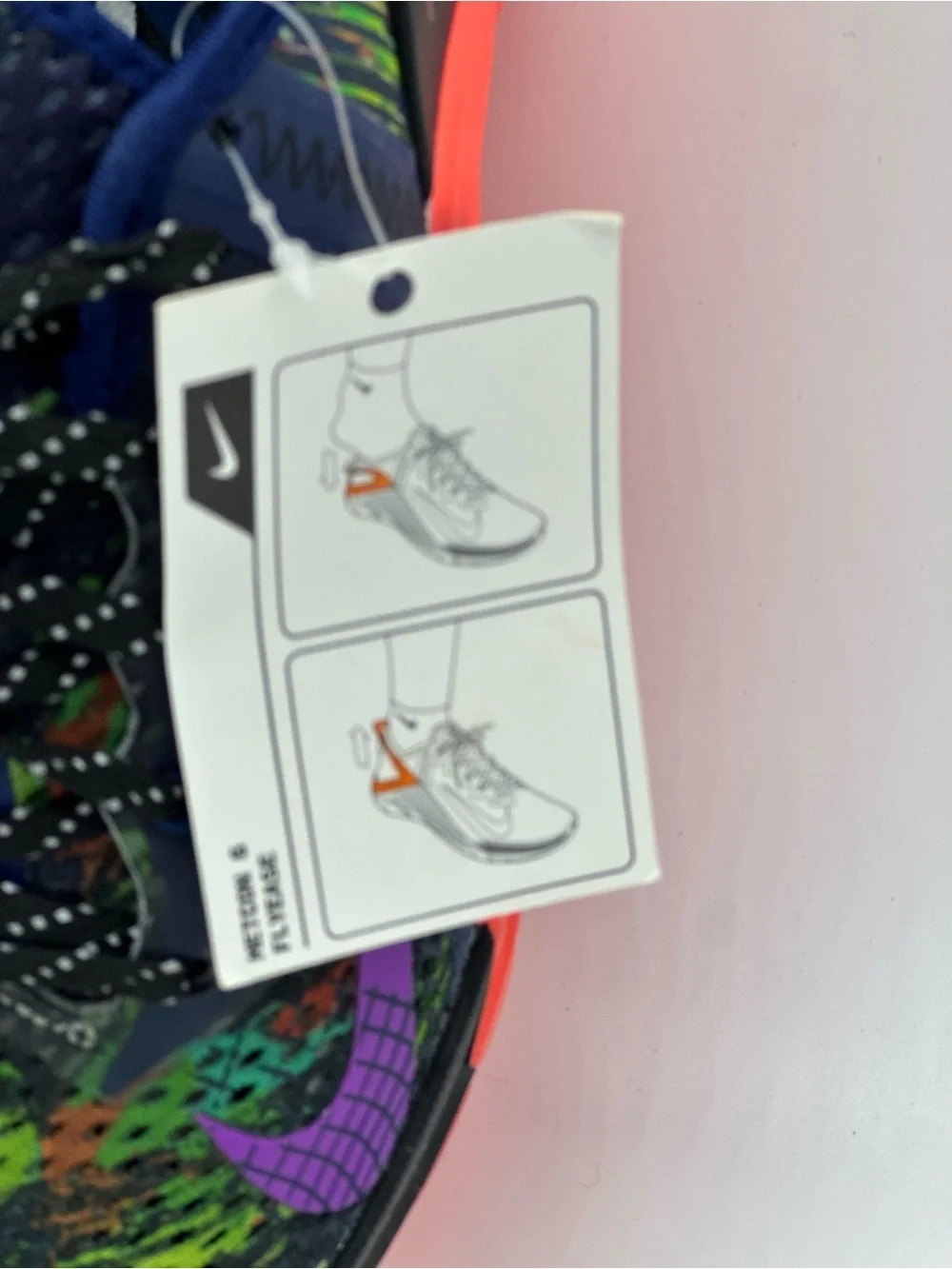 Nike Women's Multicolor Knit Sneakers with Purple Swoosh and Bright Orange Sole